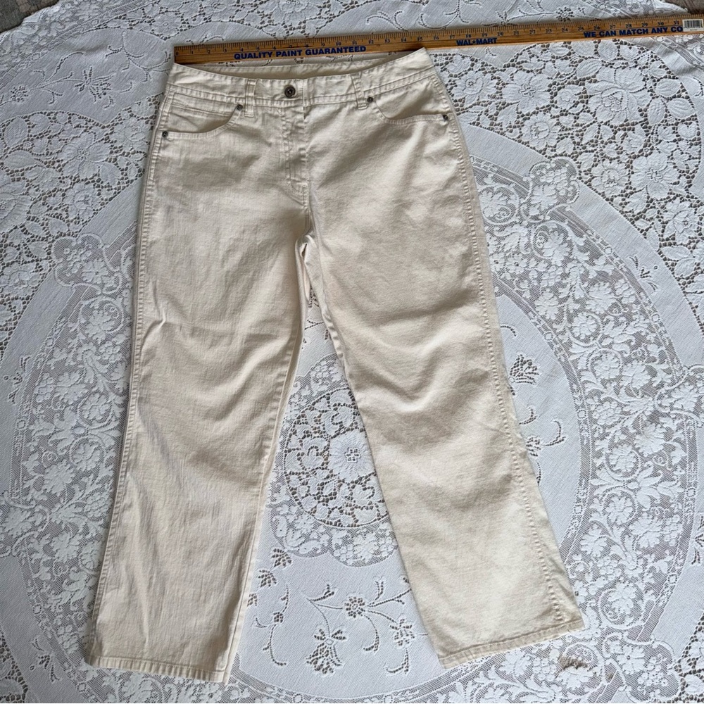 Sigrid Olsen Modernist Cotton Cream Straight Leg Cropped Jeans Women’s size 10 - Picture 2 of 16